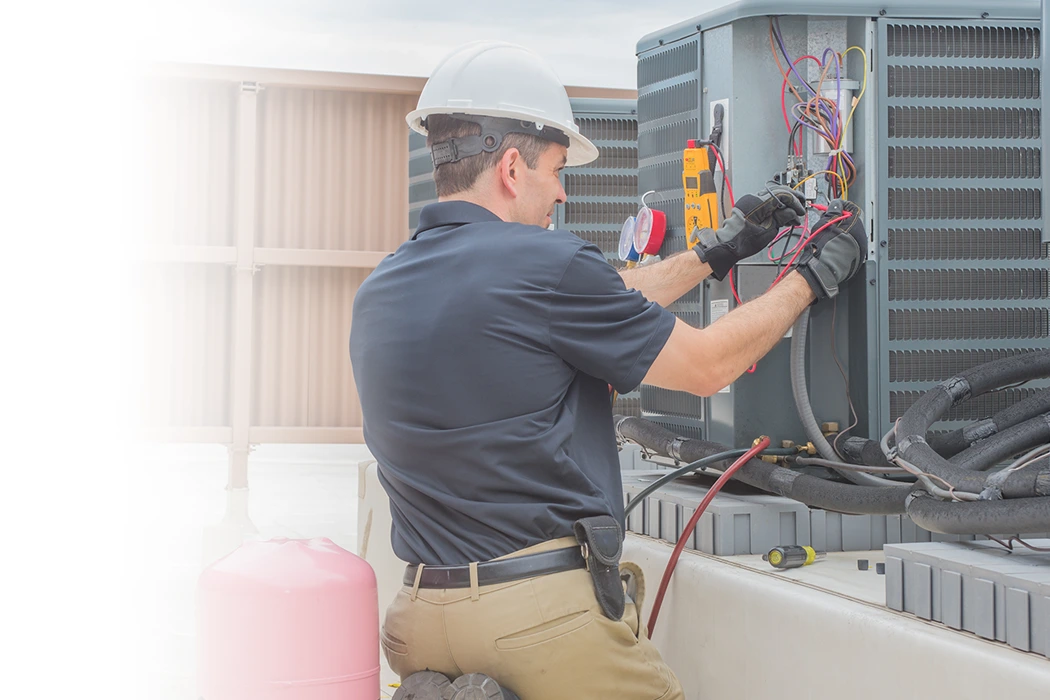 HVAC repair on a commercial condenser