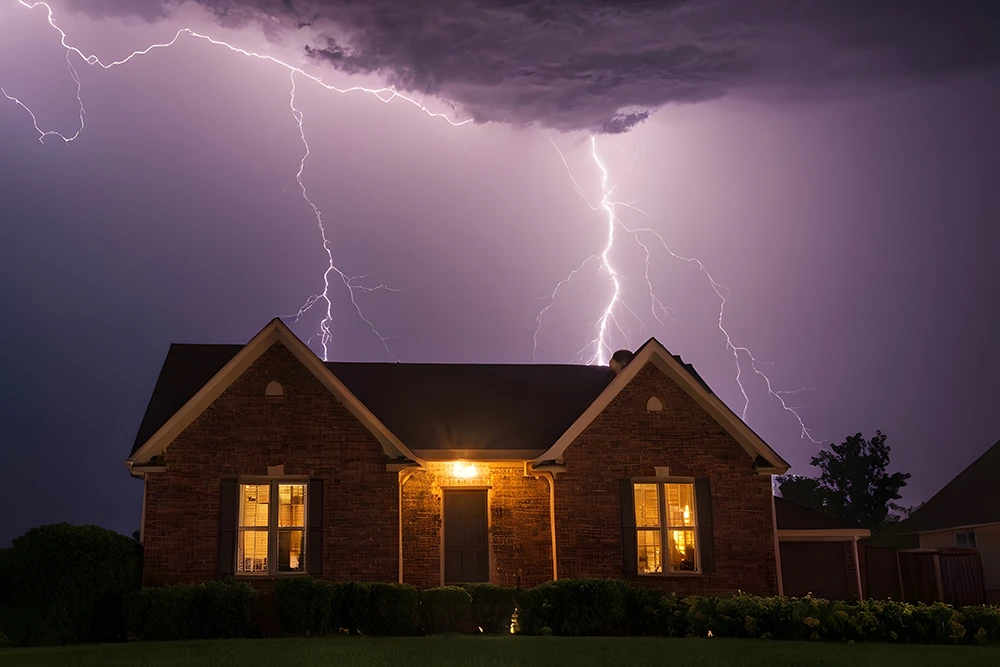 house struck by lightning